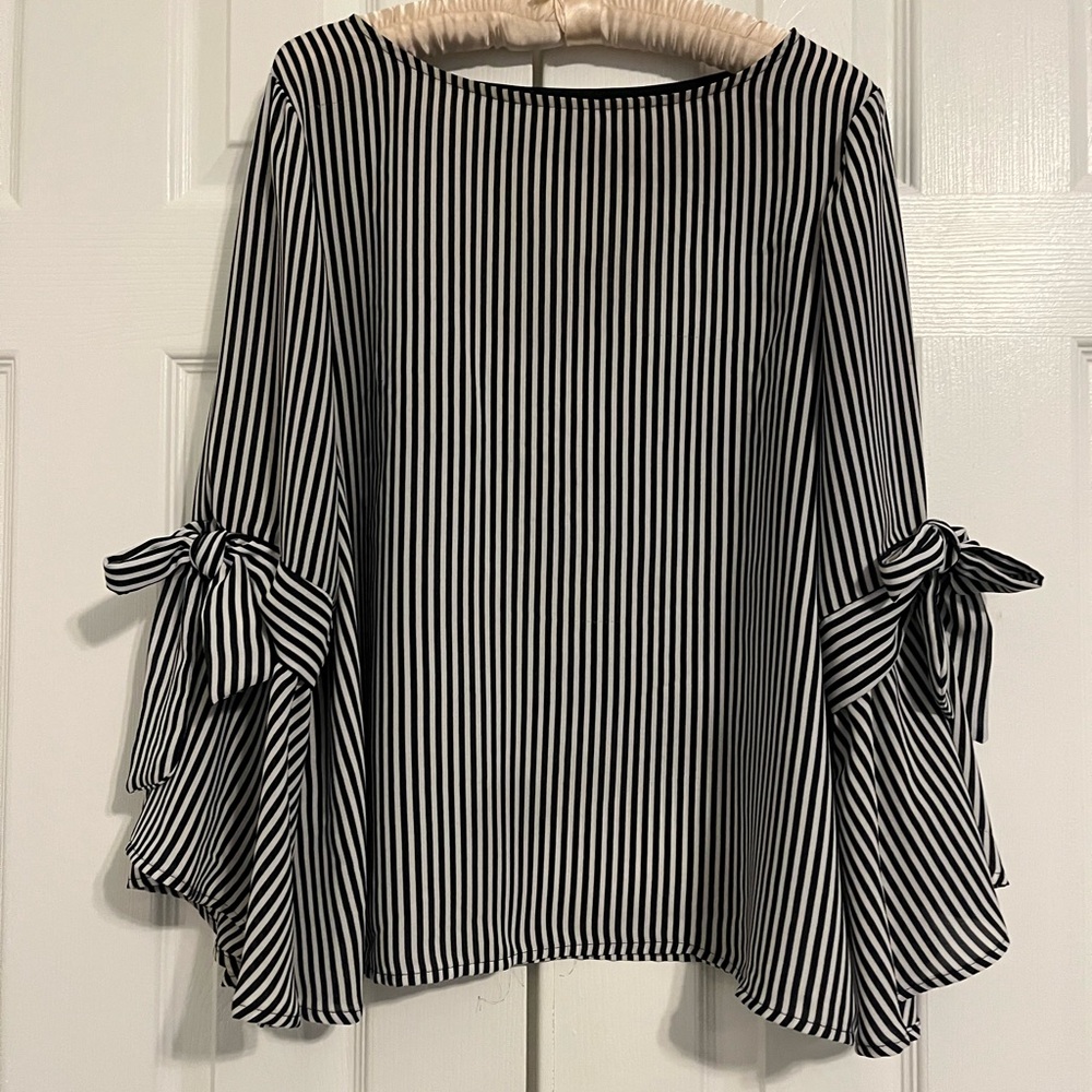 Striped Black and White Women's Top